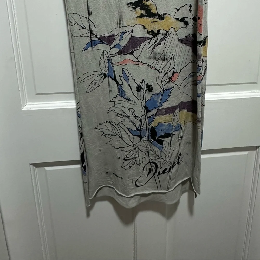 DIESEL GREY SOFT FLORAL/LANDSCAPES COLOUR PRINT LONG SCARF 19×85 INCHES